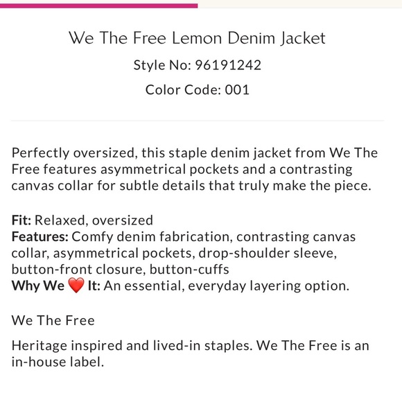 BNWT Free People WTF Lemon Denim Jacket - Picture 5 of 12